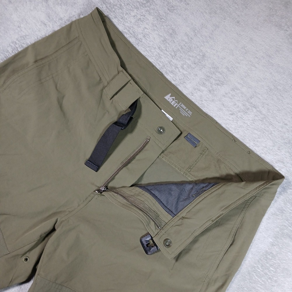 REI Co-op Pants Mens 38x32 Hiking Green Solid Nylon Spandex Stretch Outdoor - Picture 2 of 8